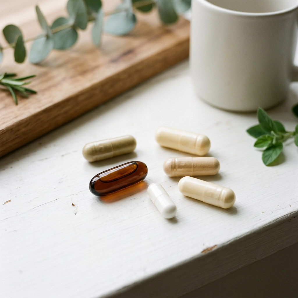 Ok-capsule Hair Solution Pack with hair growth supplements and treatment products, displayed in a sleek, organized package.