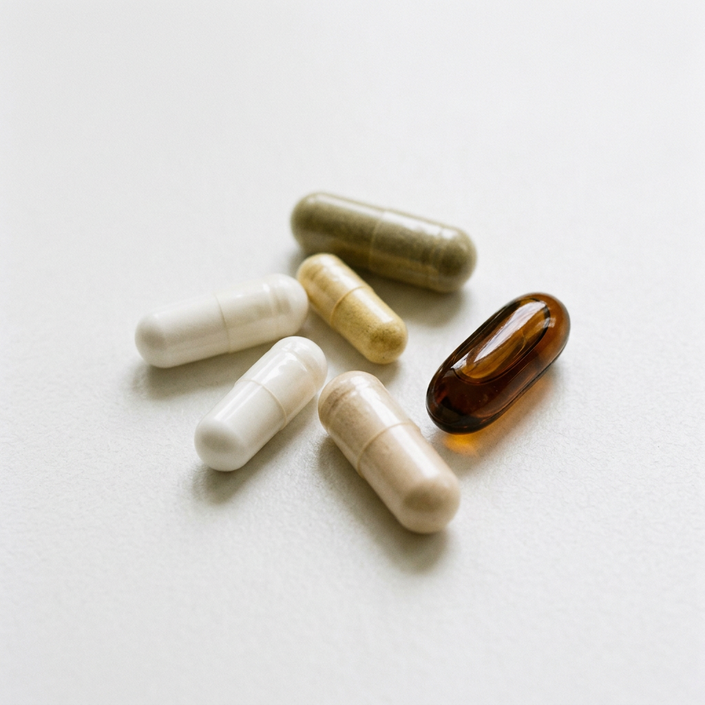 Ok-capsule Stress Solution Pack with a stress relief pill and packaging on a neutral background.