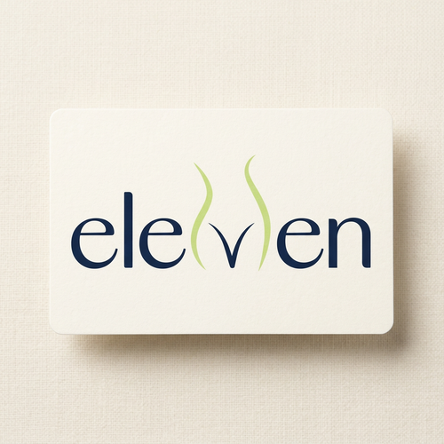 Eleven gift card with logo on off-white background, ideal for gifting to her, featuring a stylish and elegant design.