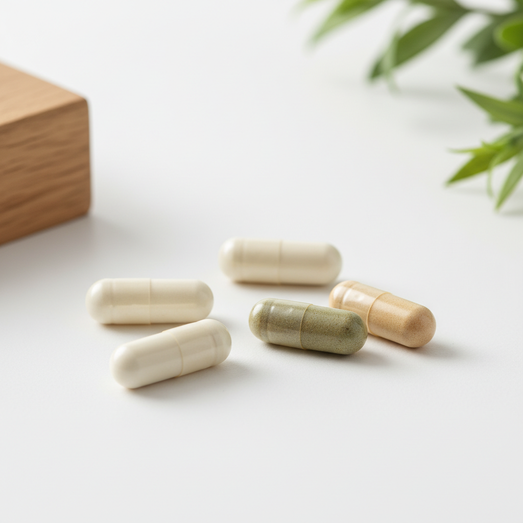 Menopause Solution Pack by ok-capsule showing supplement bottles and informational materials against a neutral background.